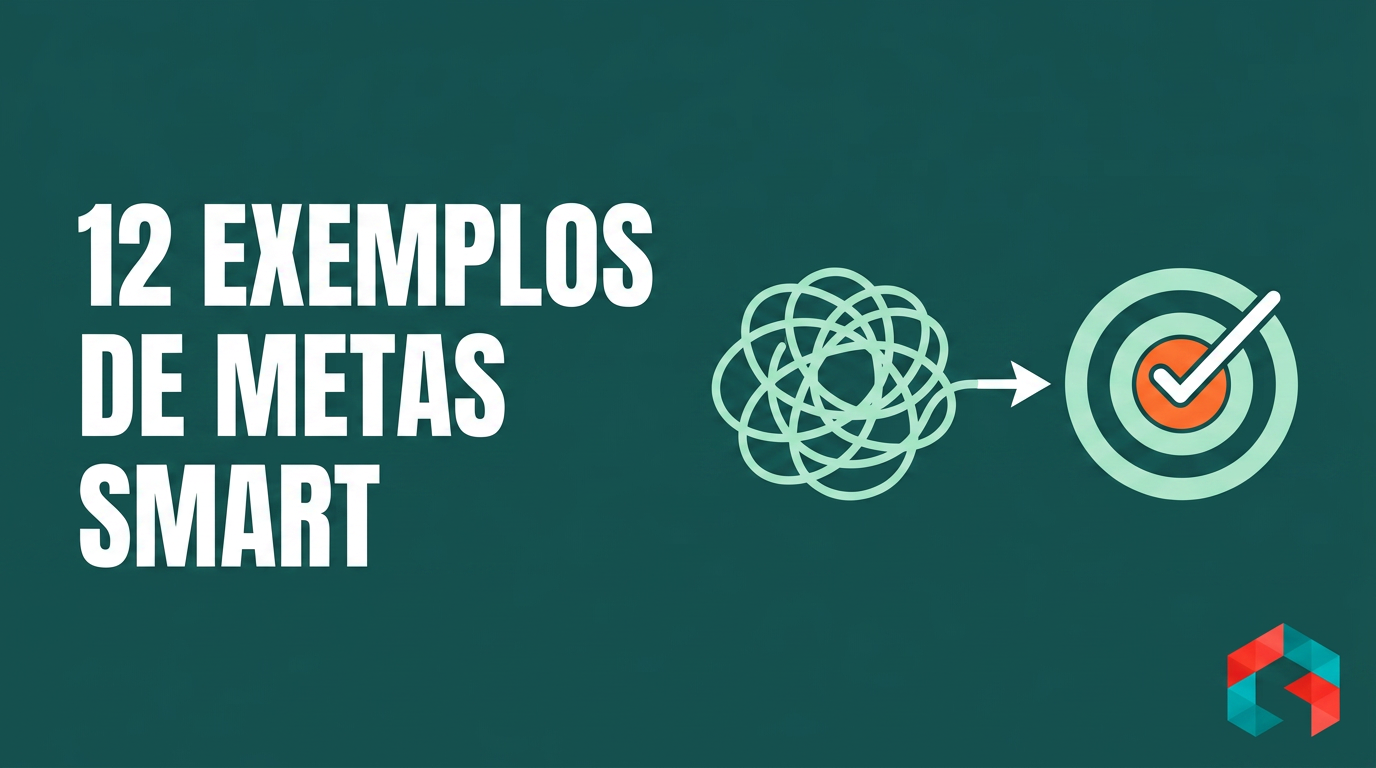 12 exemplos de metas SMART prontas: tabela com a intenção vaga de um lado e a meta reescrita com número e prazo do outro